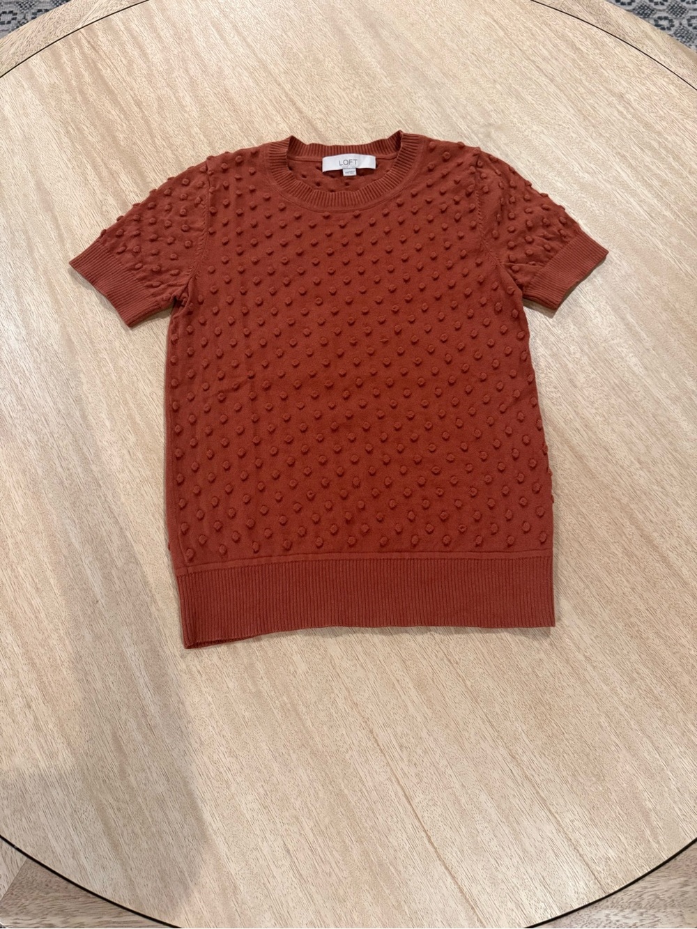 LOFT Short-Sleeve Bobble Knit Top — Rust